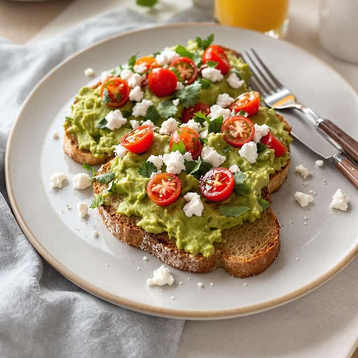 Creamy Avocado Toast With Feta And Cherry Tomatoes 4 Avocado toast with feta and cherry tomatoes