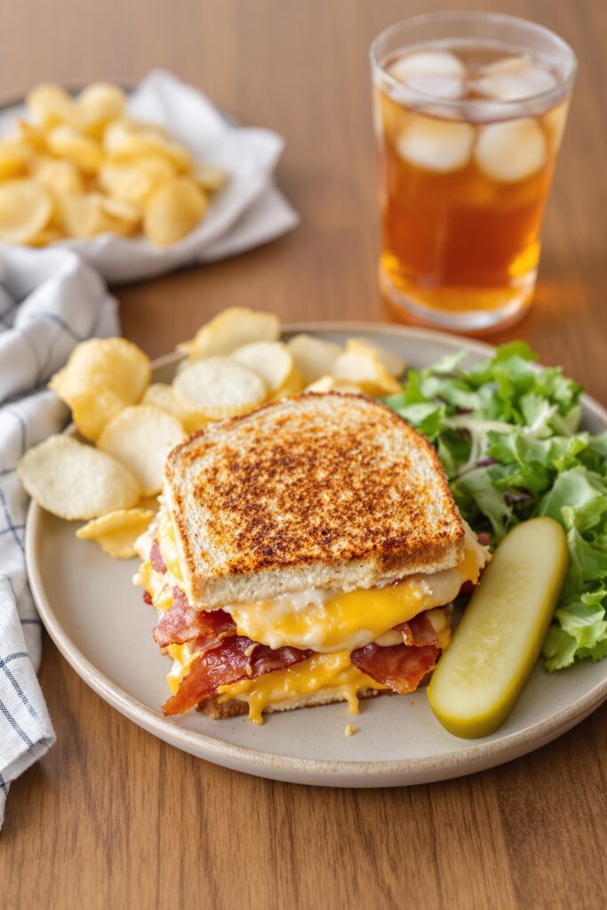 Cheddar And Bacon Turkey Melt On Sourdough: The Ultimate Comfort Sandwich 2 Cheddar and bacon turkey melt on sourdough served