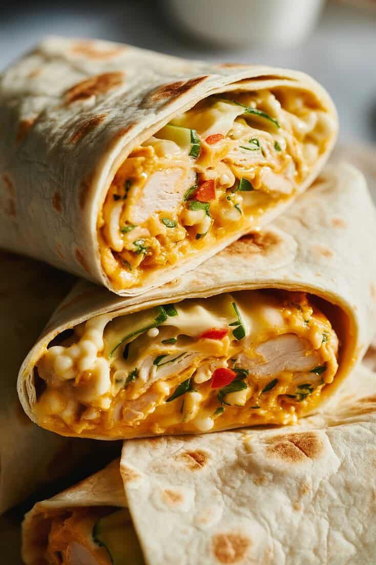 Cheesy garlic chicken wraps