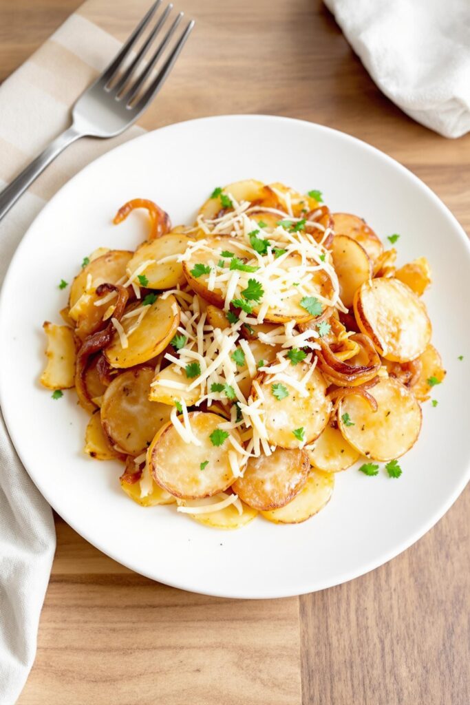 French Onion Potatoes Recipe - Savory Cheesy Side Dish 3 French onion potatoes served