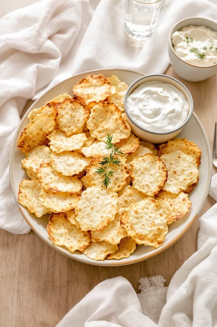 High protein cottage cheese chips served
