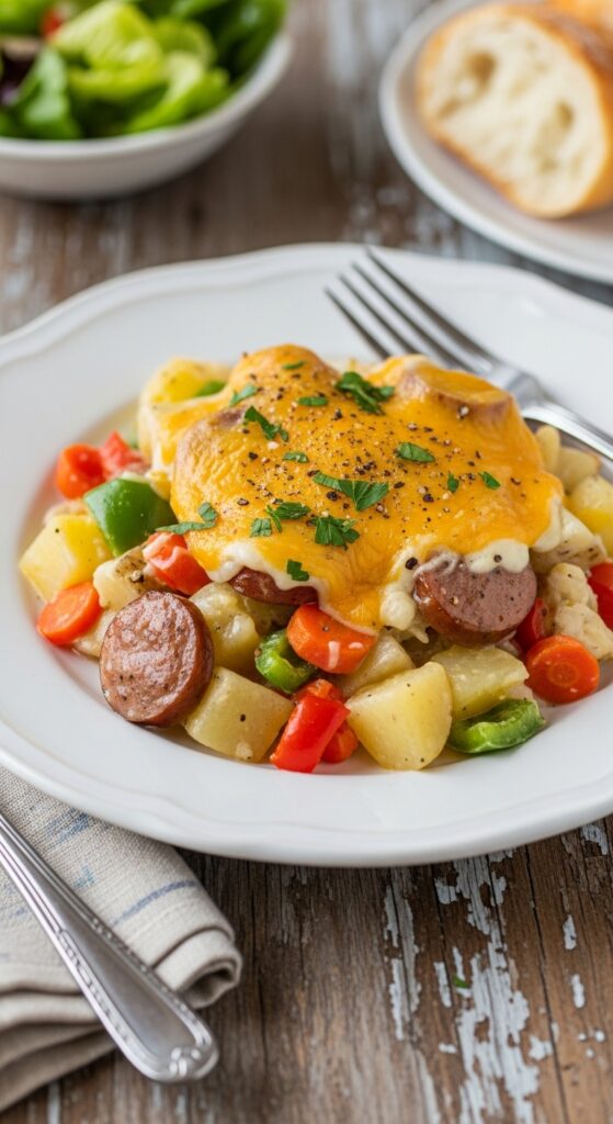 Instant Pot Sausage And Potato Casserole – Easy, Cheesy Comfort Food! 3 Instant pot sausage and potato casserole served