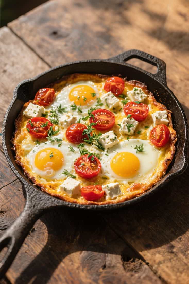 Mediterranean baked feta eggs 1