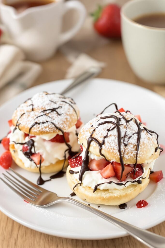 Delicious Strawberry Cream Puffs Recipe – Easy &Amp; Creamy Treat 3 Strawberry cream puffs served