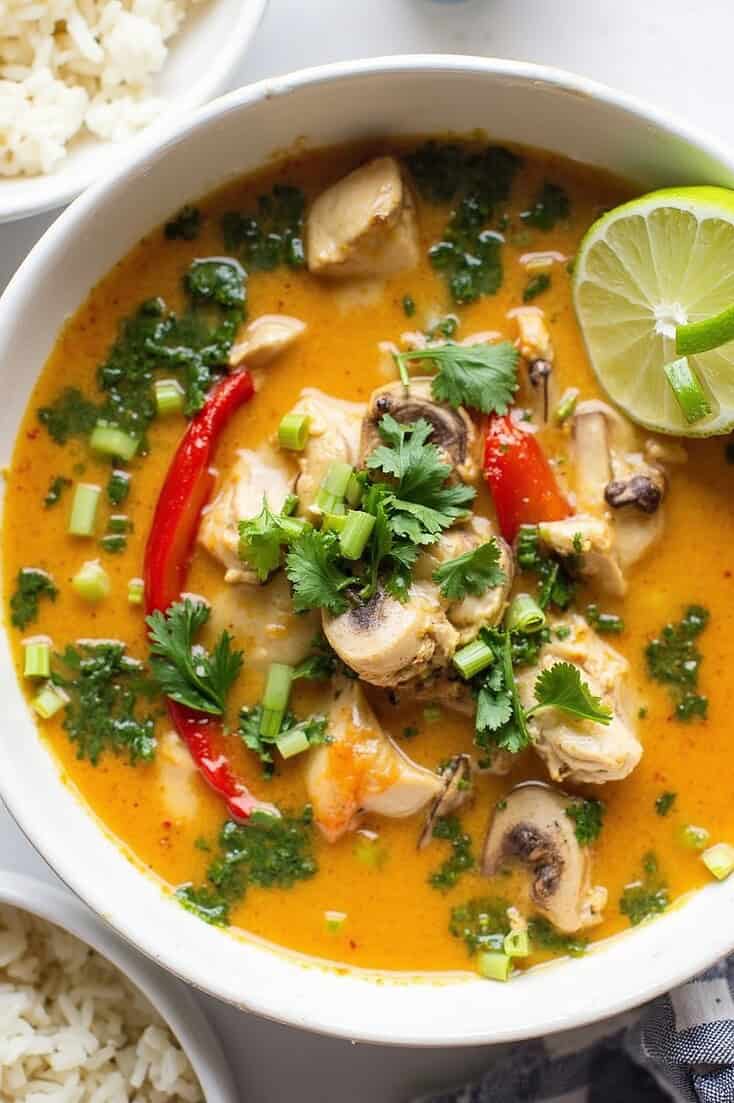 Thai chicken soup served