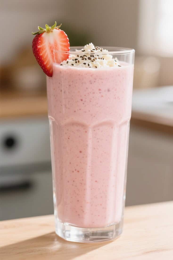 Strawberry cottage cheese smoothie