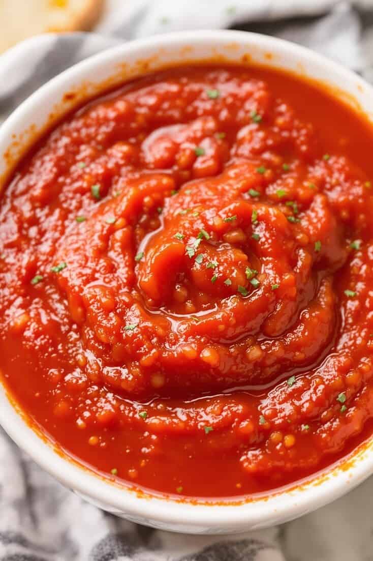 Fresh homemade pizza sauce served