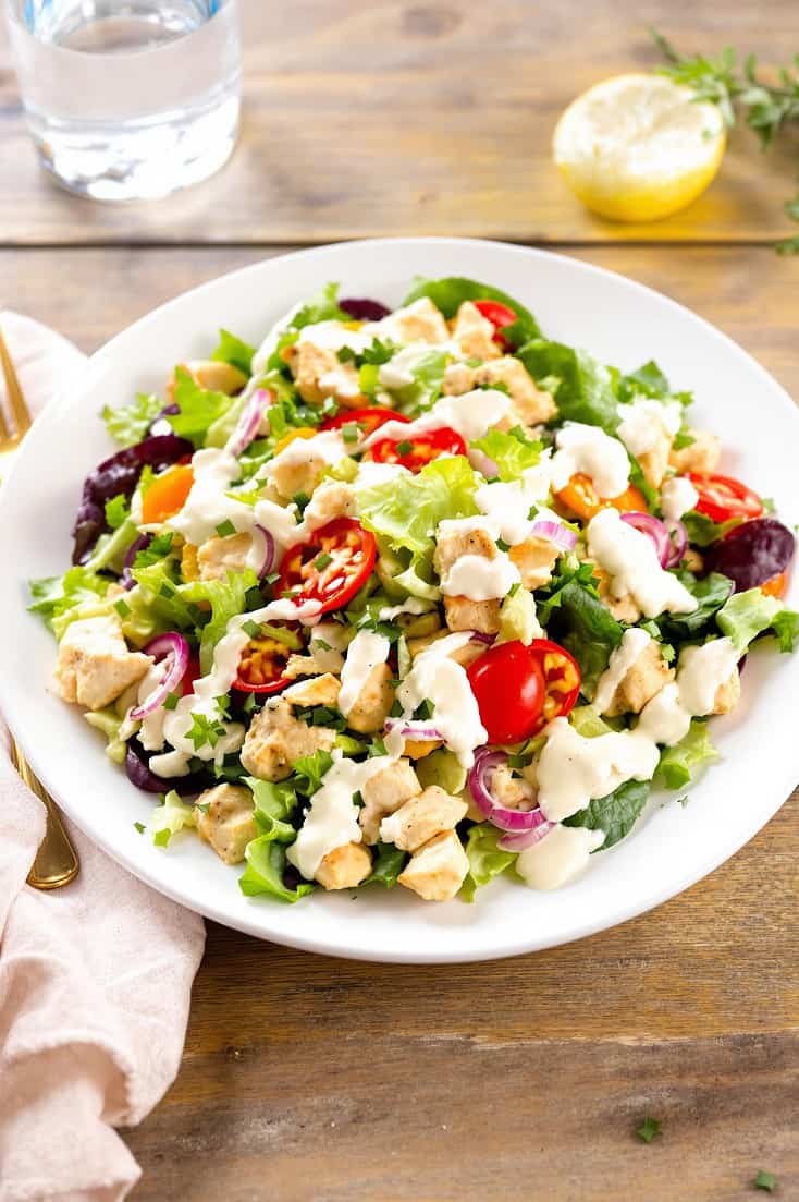 Healthy ranch chicken salad served