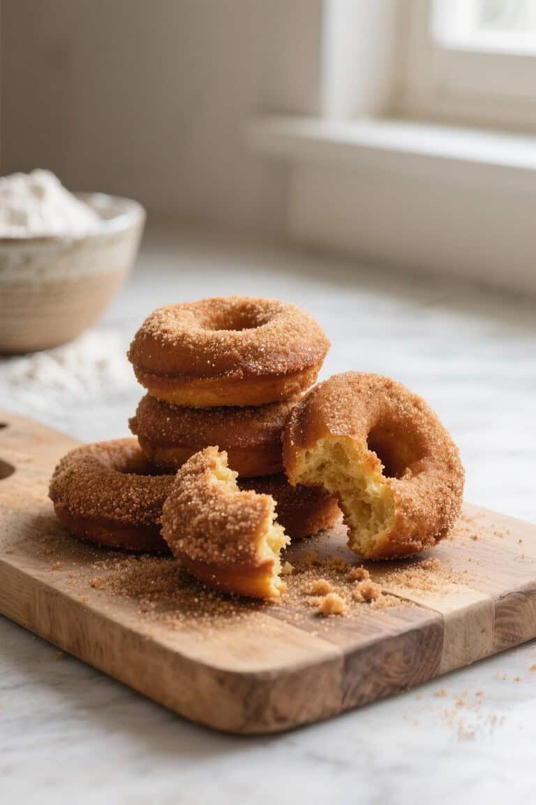 Baked apple cider donuts with cinnamon sugar