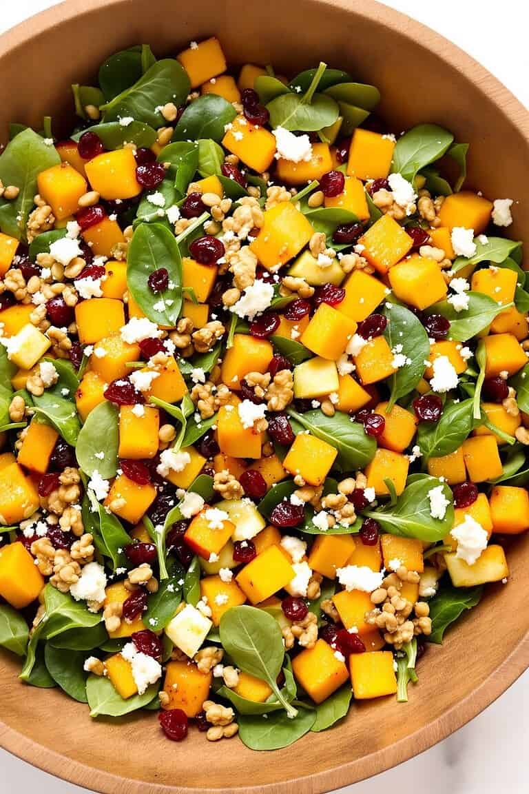 Roasted butternut squash & apple salad