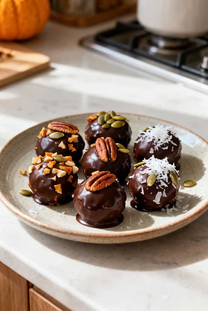Healthy Pumpkin Truffles: A Guilt-Free Fall Treat Recipe 3 Healthy pumpkin truffles served