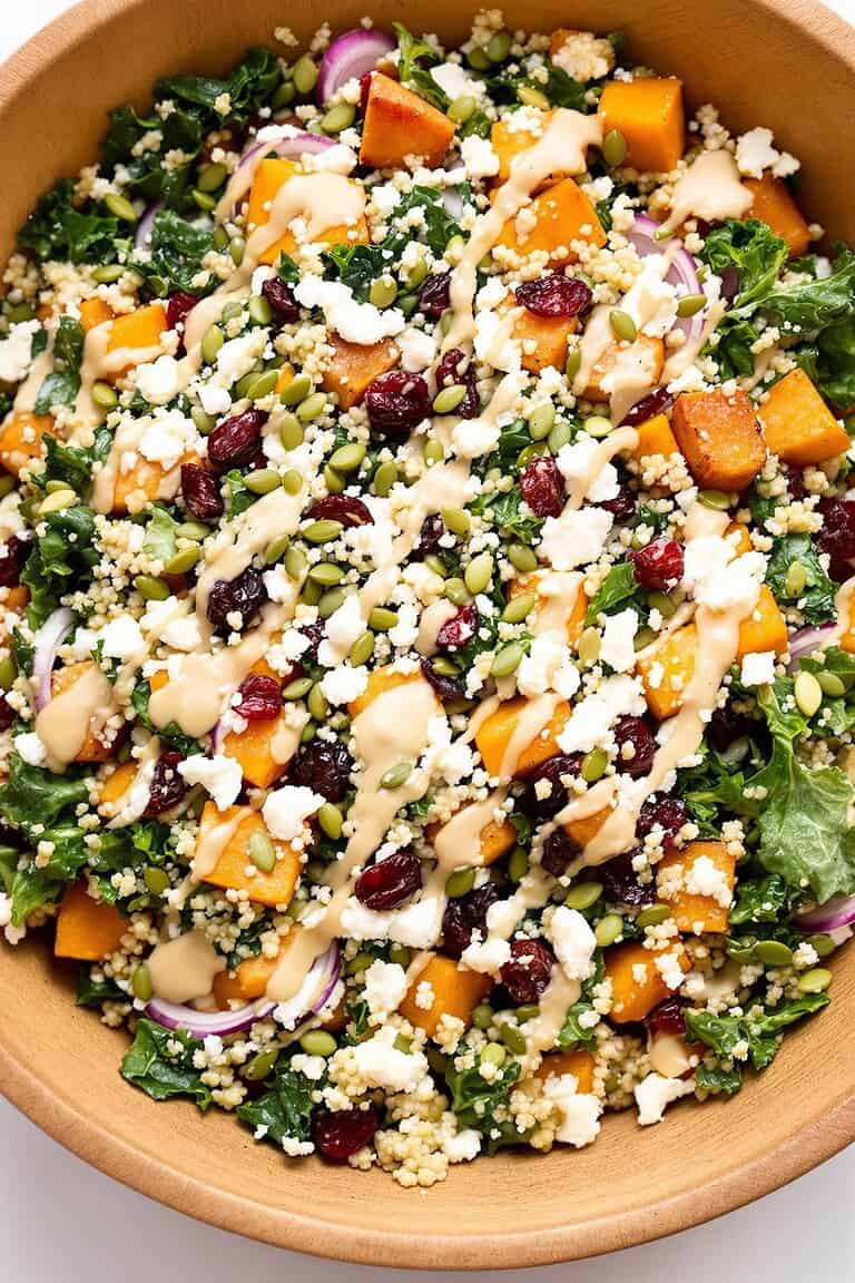 Roasted sweet potato kale and quinoa salad