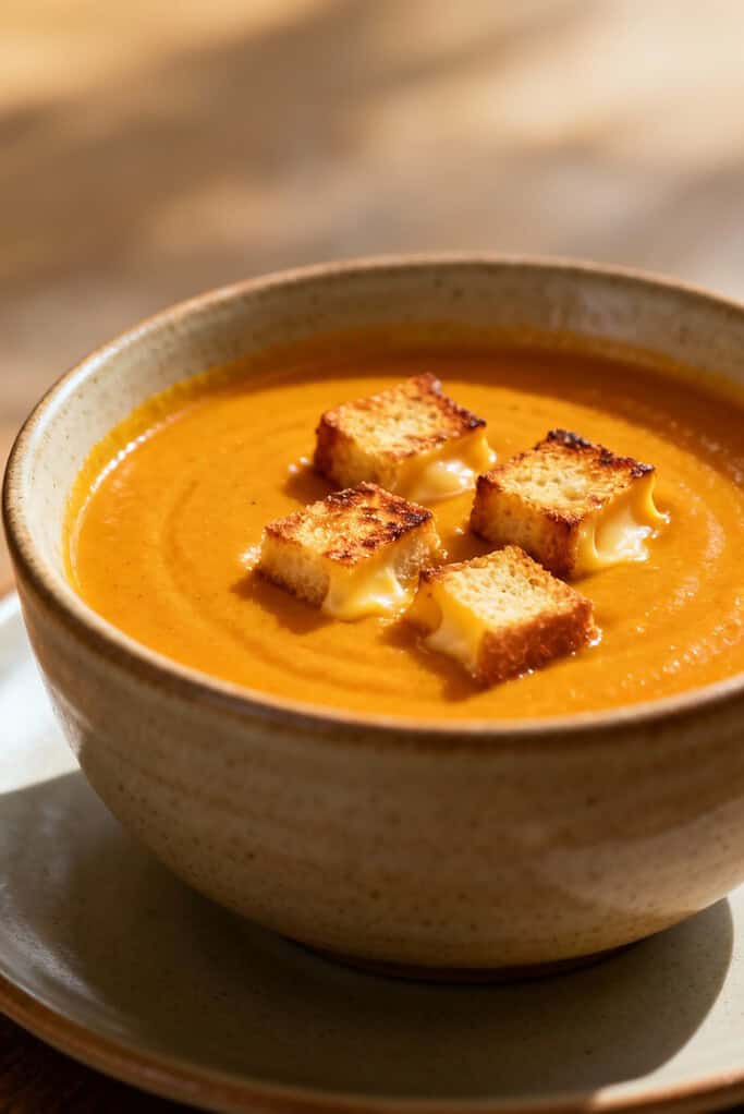 Easy &Amp; Spicy Pumpkin Soup With Grilled Cheese Croutons 2 Image 7