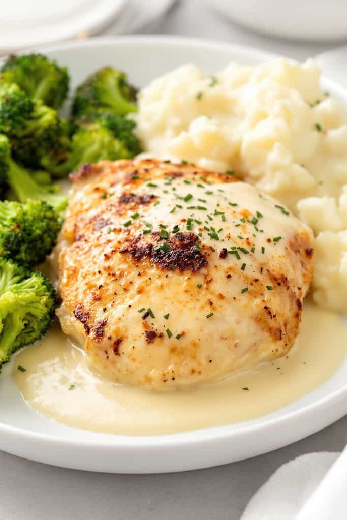 Creamy Oven Baked Chicken Thighs | Easy Dinner Recipe 2 Creamy oven baked chicken thighs served