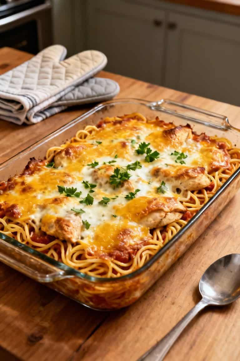 Spaghetti chicken casserole recipe