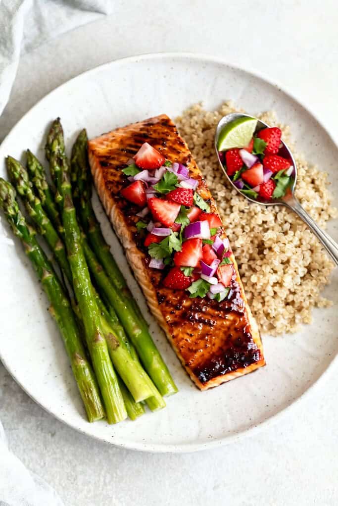 Balsamic Glazed Salmon With Strawberry Salsa | Fresh &Amp; Easy 3 Image 1