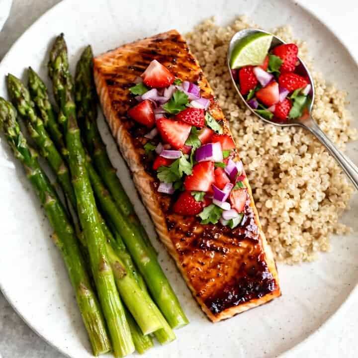 Balsamic Glazed Salmon With Strawberry Salsa | Fresh &Amp; Easy 4 Balsamic glazed salmon with strawberry salsa recipe