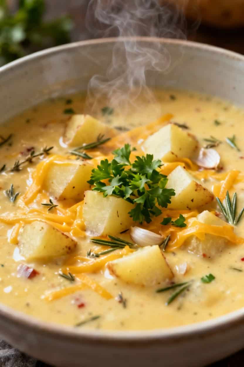 Cheddar Garlic Herb Potato Soup: A Comforting Creamy Delight 1 Cheddar garlic herb potato soup