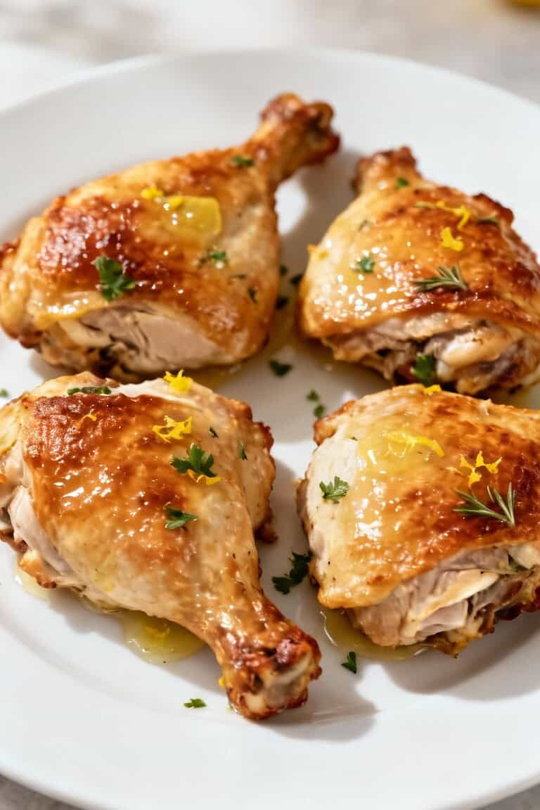 Crispy baked chicken thighs with lemon herb butter