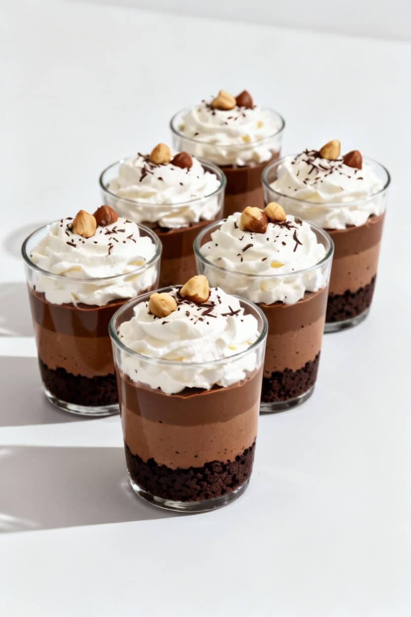 Triple layer nutella mousse cups